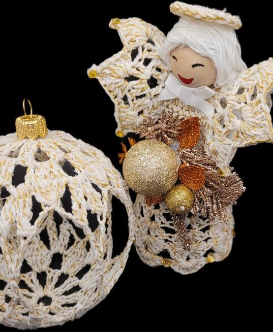 Świąteczny zestaw ręcznie wykonany-Aniołek z bombką