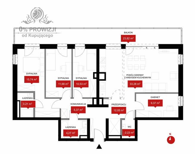 Apartament 107,73m2, 5 pokojowe z balkonem 23,82m2/ Kleczków przy Odrze