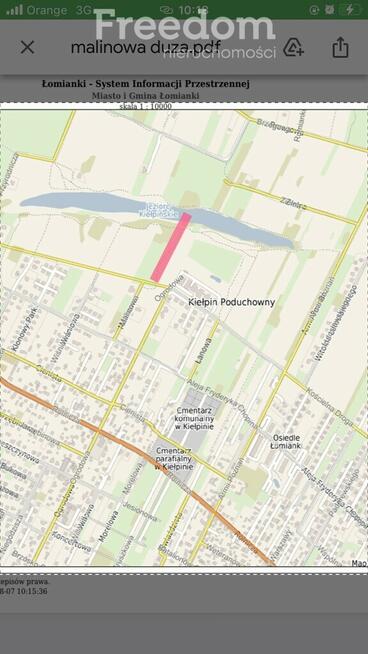 Działka budowlana Łomianki z dostępem do jeziora