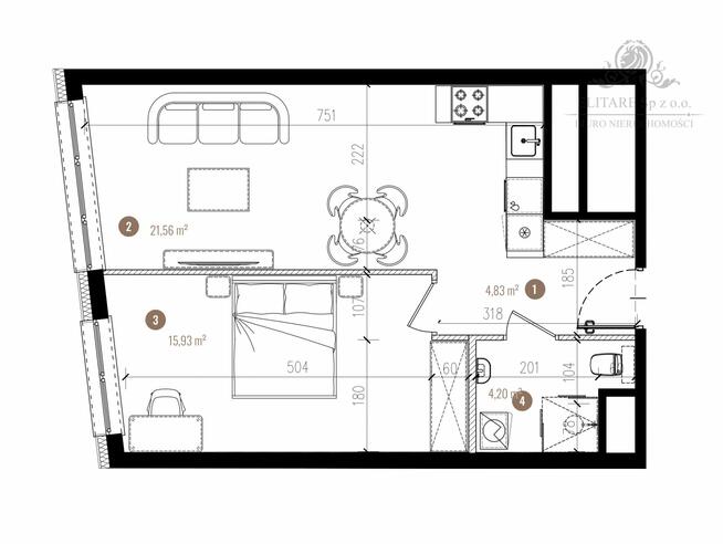 Apartament 46,52m2, 2 pok. /Stare Miasto, Szczepin