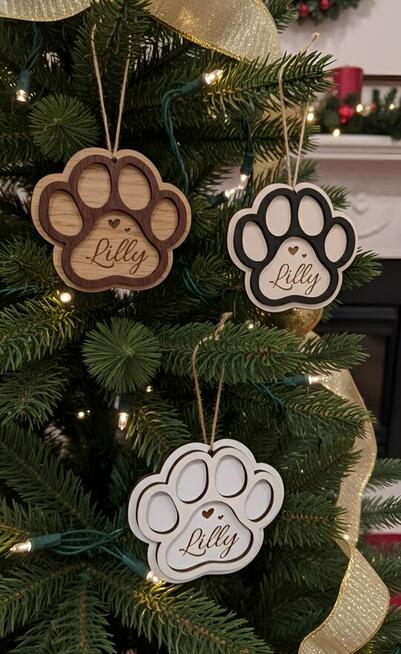 Świąteczna Bombka - Łapka z imieniem pieska