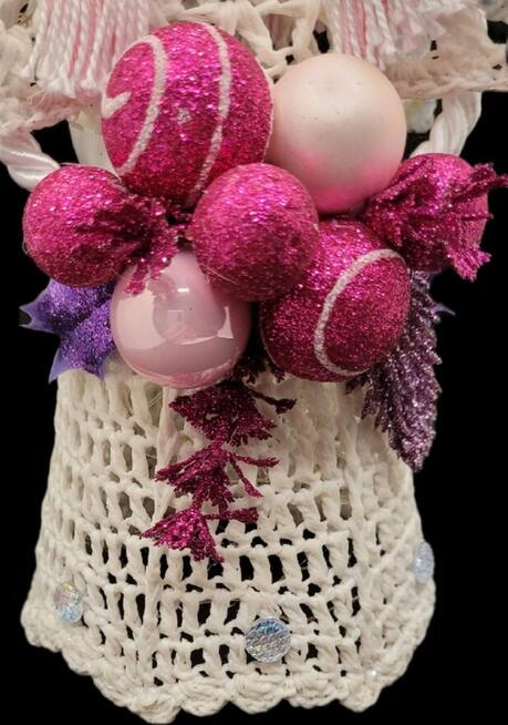 Świąteczny Anioł 24cm ręcznie wykonany podświetlany