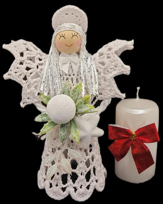 Świąteczny Anioł 20cm ręcznie wykonany