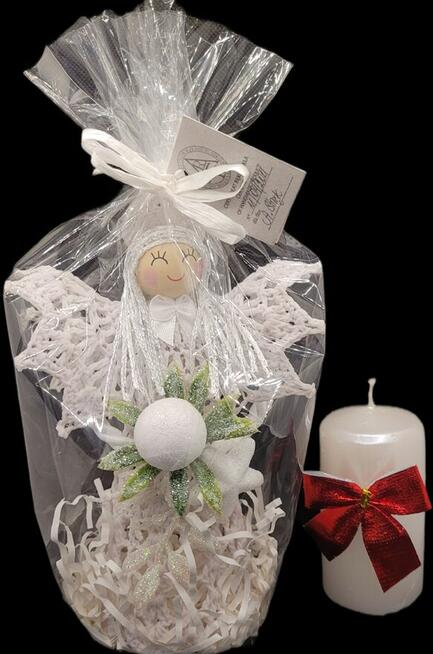 Świąteczny Anioł 20cm ręcznie wykonany