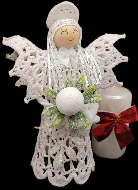 Świąteczny Anioł 20cm ręcznie wykonany