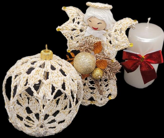 Świąteczny zestaw ręcznie wykonany-Aniołek z bombką