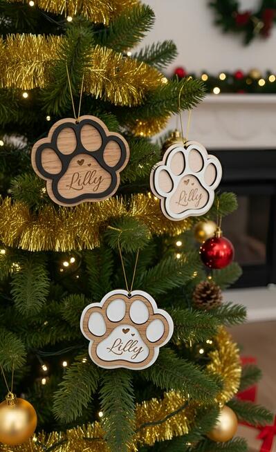 Świąteczna Bombka - Łapka z imieniem pieska