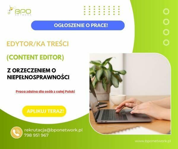 Edytor/ka Treści Content Editor z orzeczeniem