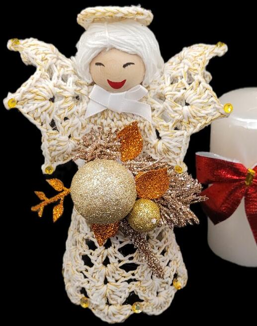 Świąteczny zestaw ręcznie wykonany-Aniołek z bombką
