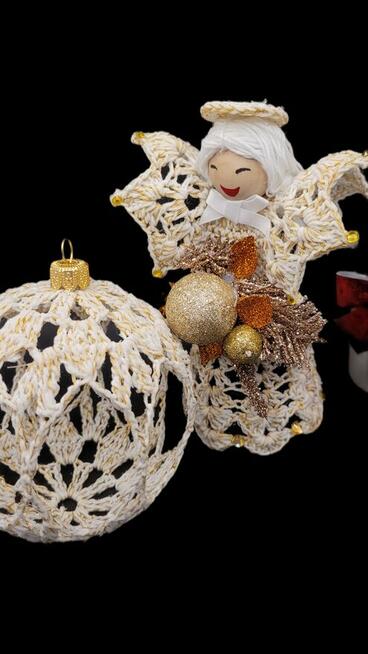 Świąteczny zestaw ręcznie wykonany-Aniołek z bombką