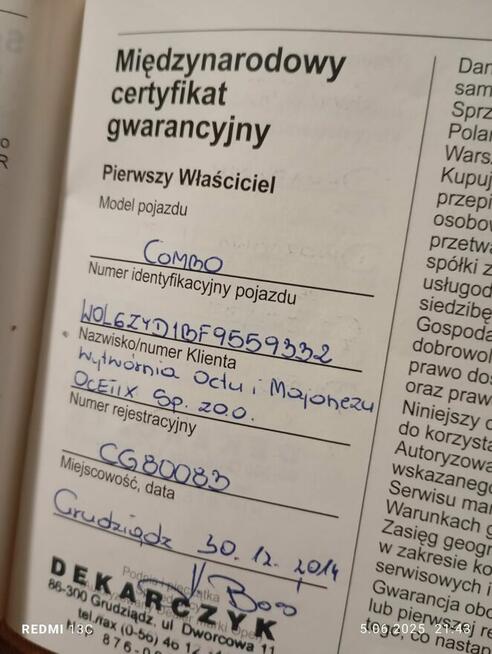 Sprzedam Opla combo 2014/15 1.6 cdti