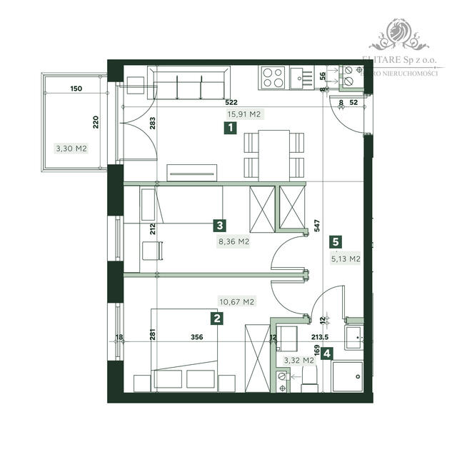 Mieszkanie 3pok. o pow 43,39m2 z balkonem / Żerniki Wrocław