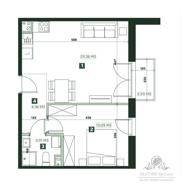 Mieszkanie 2pok. o pow 44,13m2 z balkonem/ Żerniki Strachowicka