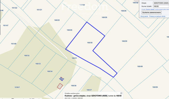 Działka budowlana z częścią lasu na sprzedaż