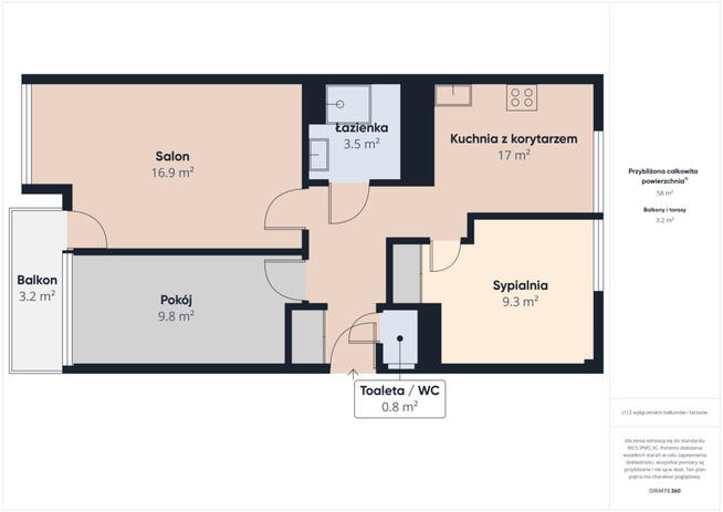 Mieszkanie 3 pokoje z loggią, klimatyzacją
