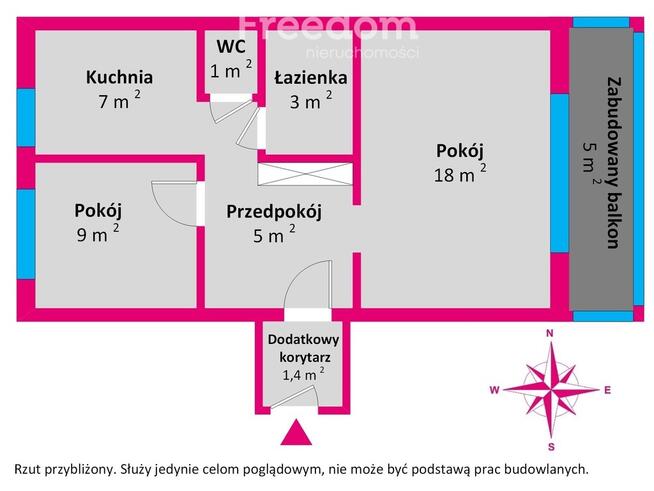 2 pokojowe mieszkanie,balkon,Piecki-Migowo Morena