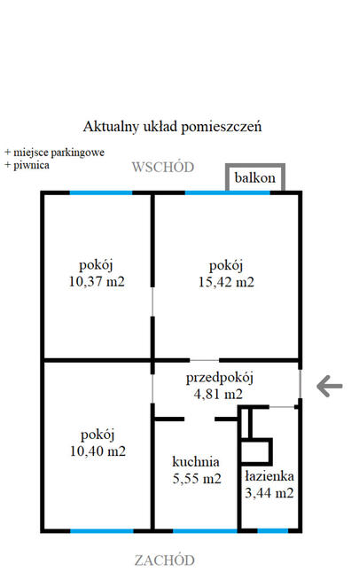 Mieszkanie 50 m2 z miejscem parkingowym