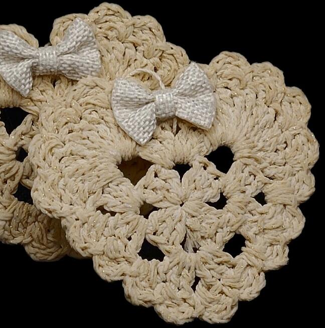 Serduszka zawieszki choinkowe ręcznie wykonane 2szt