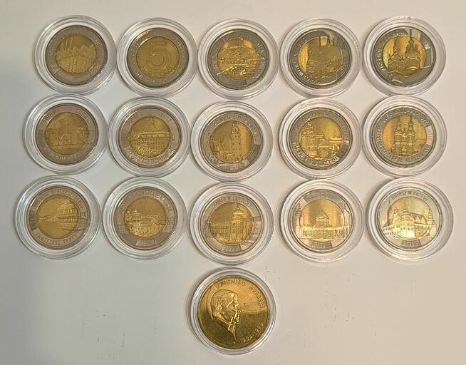 5zł - 15 monet z serii Odkryj Polskę 2017 -2025r.+ 2zł 2008r