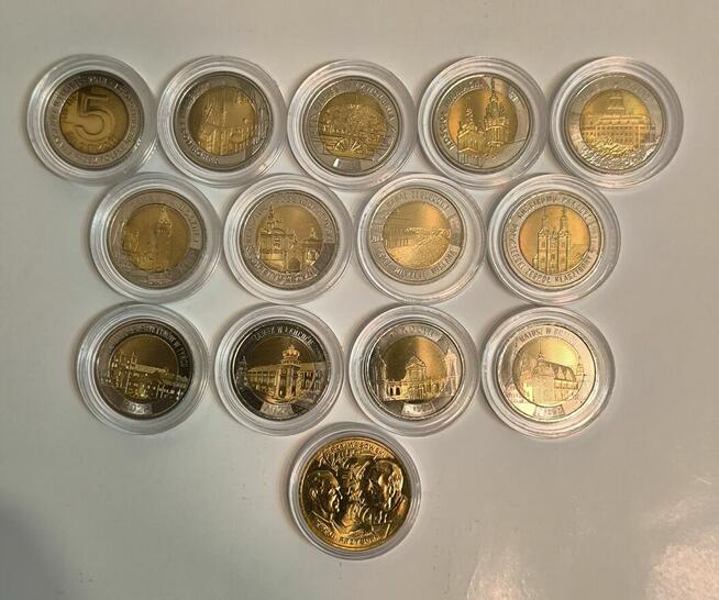 5zł -13 monet z serii Odkryj Polskę 2018-2025r.+ 2zł 2011r.