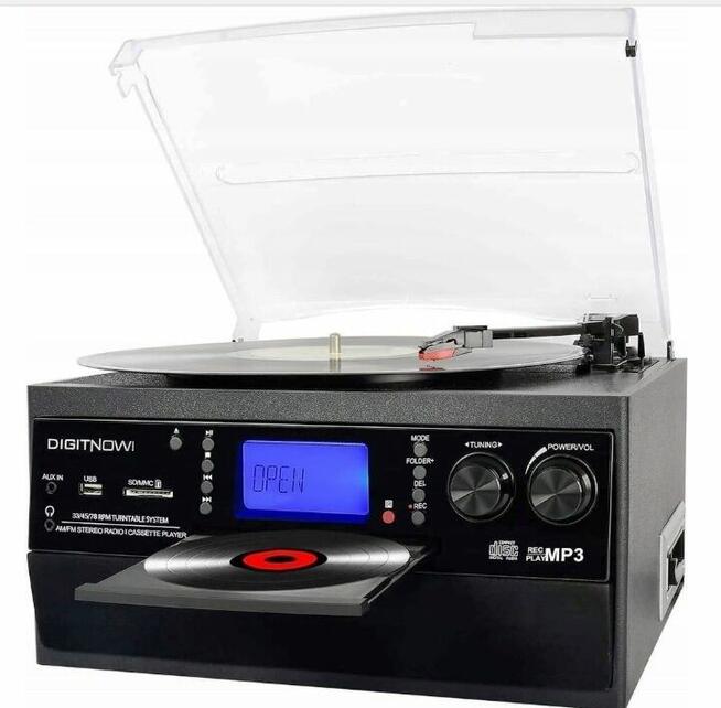 Wieża stereo z gramofonem umożliwiająca kopiowanie płyt