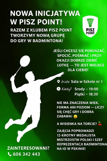 Zajęcia Badmintona - Nowa incjatywa w klubie Pisz-Point