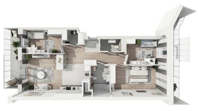 Dwustronne 4 pokoje z 2 loggiami | Wola