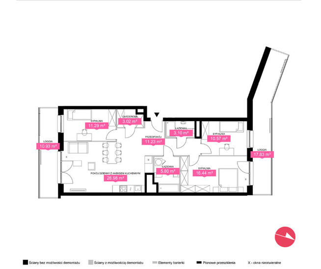 Dwustronne 4 pokoje z 2 loggiami | Wola