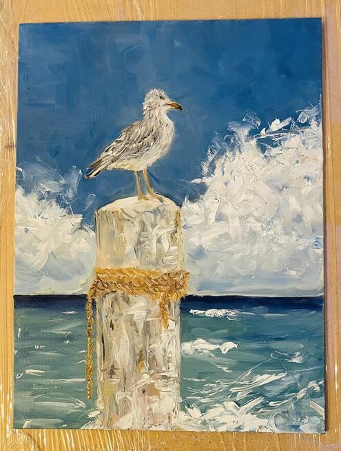 „Mewa na krawędzi morskiego wiatru” — Oryginalny obraz olejn