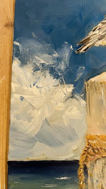 „Mewa na krawędzi morskiego wiatru” — Oryginalny obraz olejn