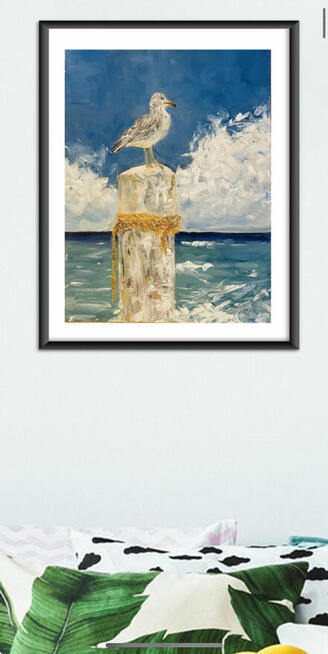 „Mewa na krawędzi morskiego wiatru” — Oryginalny obraz olejn