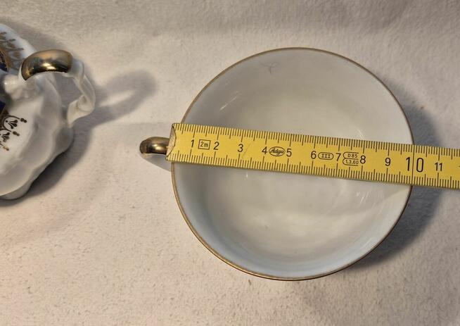 Trio śniadaniowe filiżanka spodek talerzyk + cukierniczka