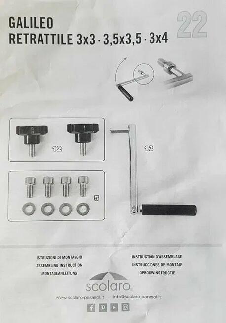 Parasol Galileo Scolaro 3x4 m z podstawą 80x80cm NA STANIE!