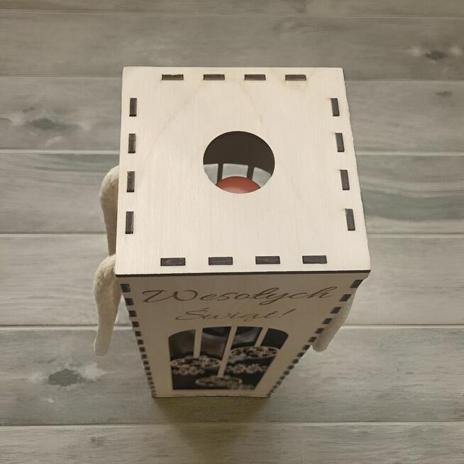 Świąteczna Drewniana Skrzynka na Wino - Idealna na Prezent