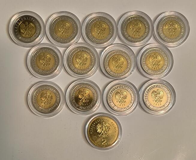 5zł -13 monet z serii Odkryj Polskę 2018-2025r.+ 2zł 2011r.