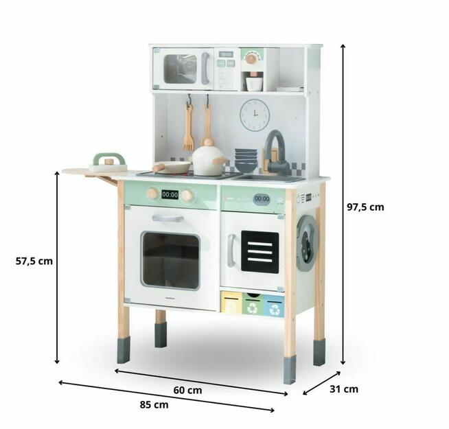 Interaktywna Drewniana kuchnia dla dzieci z pralka