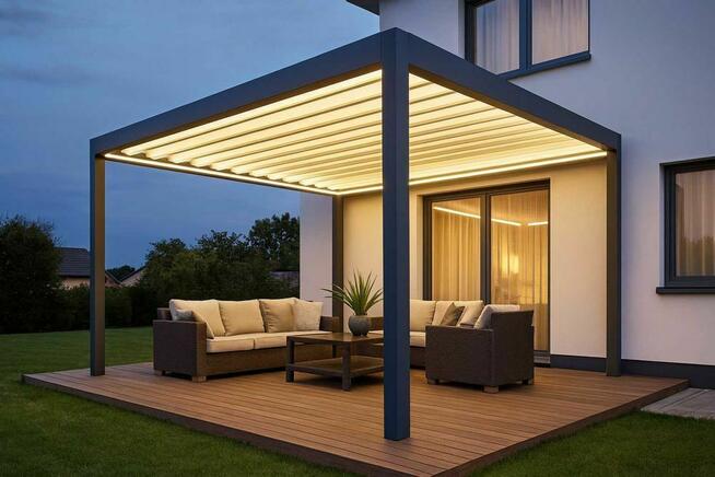 Pergola aluminiowa automatyczna z ośw LED wymiar 3x3 16900zł