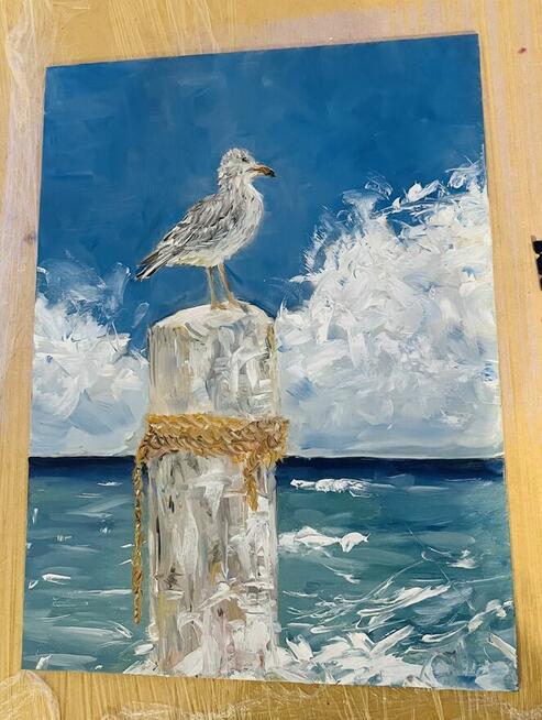 „Mewa na krawędzi morskiego wiatru” — Oryginalny obraz olejn