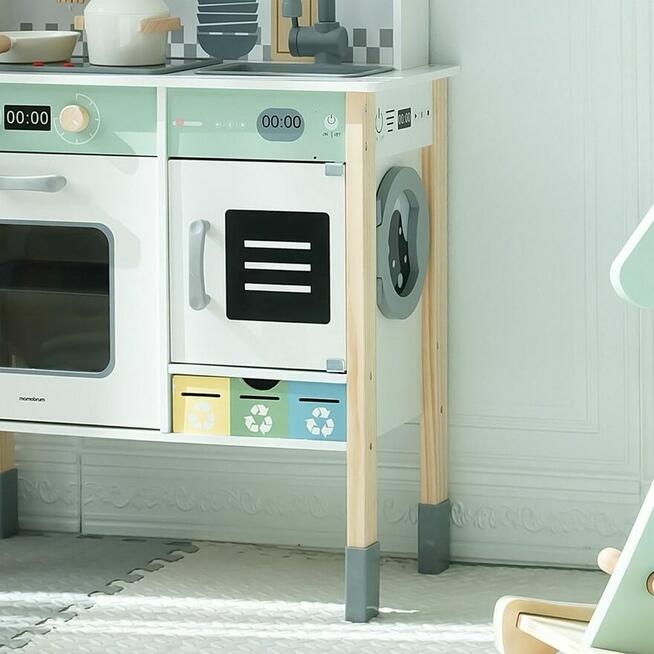 Interaktywna Drewniana kuchnia dla dzieci z pralka