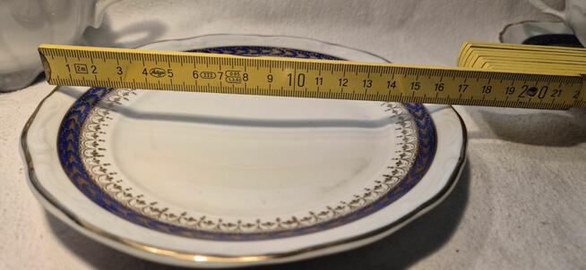 Trio śniadaniowe filiżanka spodek talerzyk + cukierniczka