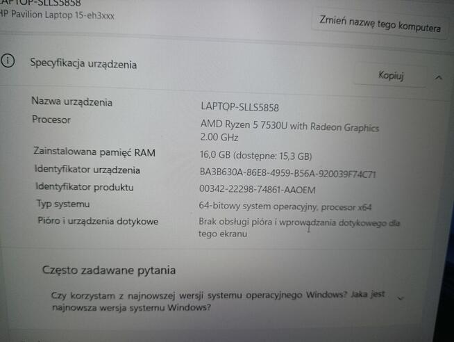Sprzedam Laptop hp pavilion 15