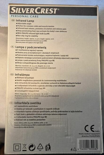 Lampa podczerwień promiennik 150W żarówka Philips solux