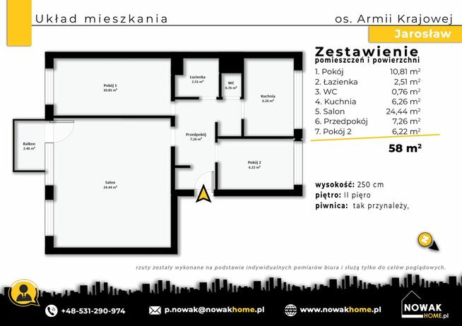 Mieszkanie 58 m² | Os. Armii Krajowej 8 Jarosław | 3 pokoje
