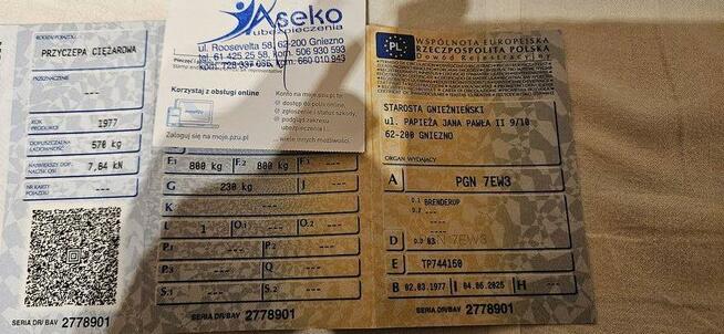 sprzedam pozostałość po przyczepie dokumenty