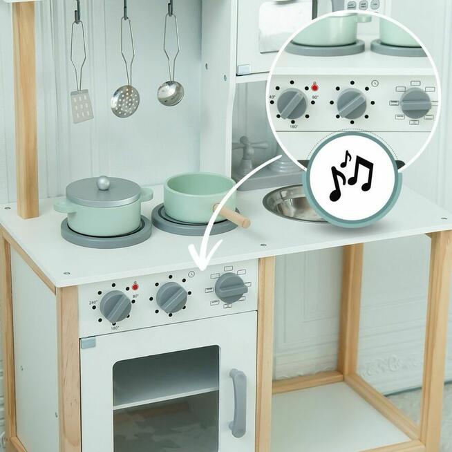 Drewniana piękna kuchnia dla dzieci z mikrofalówką nowa