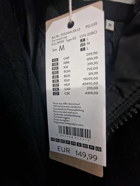 Płaszcz wełniany męski TOM TAILOR DENIM z kapturem rozm. M