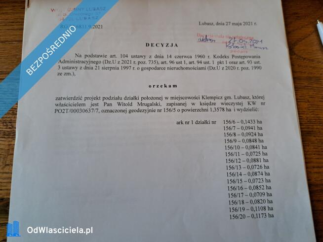SPRZEDAM BEZPOŚREDNIO DZIAŁKI BUDOWLANE W PUSZCZY NOTECKIEJ 50 KM OD POZNANIA