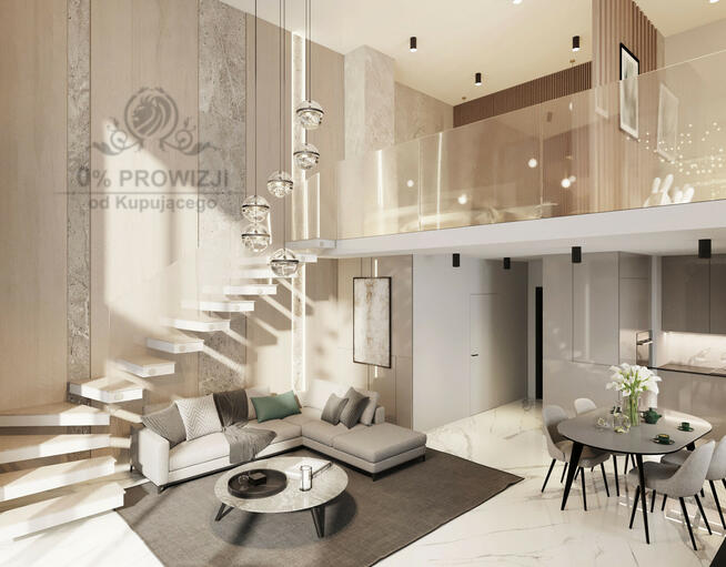 Wyjątkowe mieszkanie dwupoziomowe z ogromnymi przeszkleniami w zielonej okolicy