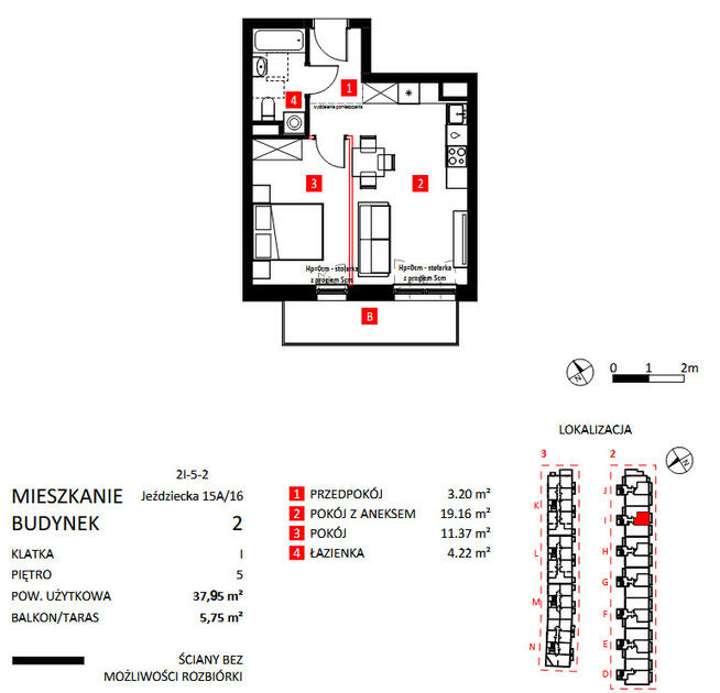 Piękne mieszkanie 2 pokojowe z balkonem/Klecina