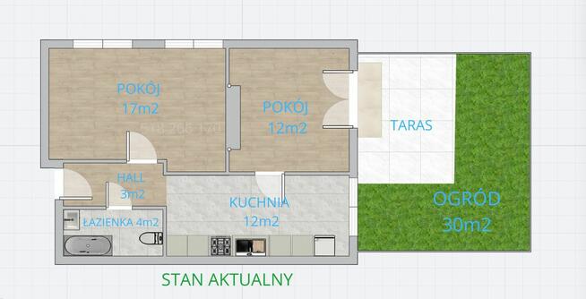 2 lub 3-pokojowe, ogródek z tarasem, Michałów-Reginów.